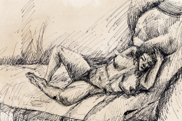 Tihanyi, Lajos, - Female Nude Lying (1911)