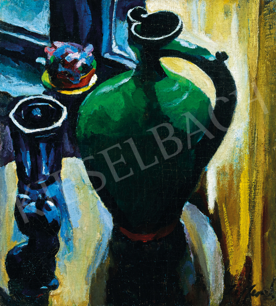 Ziffer Sándor - Csendélet kék pohárral a művész nagybányai műtermében | 47. őszi aukció aukció / 60 tétel