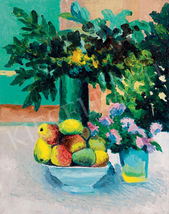 Orbán, Dezső - Still-Life with Apple and Flowers | 47th Autumn Sale auction / 61 Lot