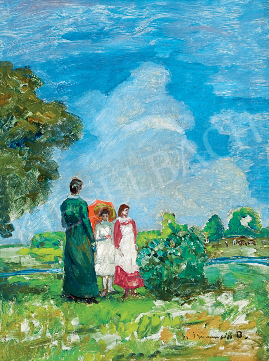  Iványi Grünwald Béla - Lányok piros napernyővel | 47. őszi aukció aukció / 64 tétel