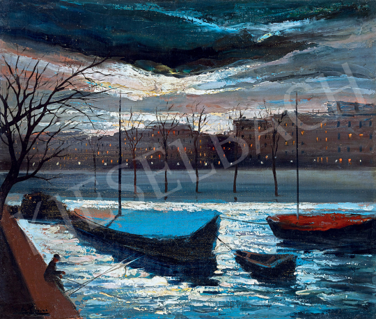 Corini Margit - Éjszakai fények a folyóparton | 47. őszi aukció aukció / 156 tétel