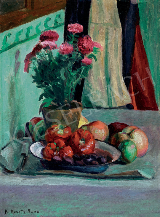 Kukovetz Nana - Műtermi csendélet virágokkal és gyümölcsökkel | 47. őszi aukció aukció / 161 tétel
