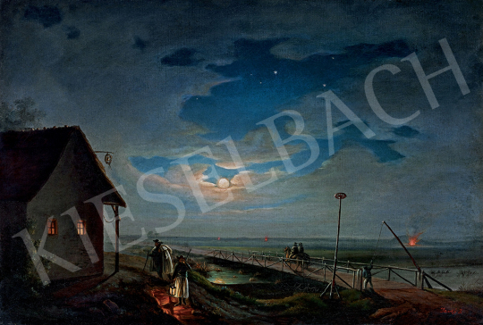 Jankó, János - Evening Rest in Hungary by Moonlight (The toll by Szolnok) | 47th Autumn Sale auction / 172 Lot