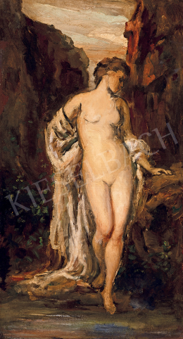 Székely, Bertalan - Female Nude with Drapery (By the Spring) 