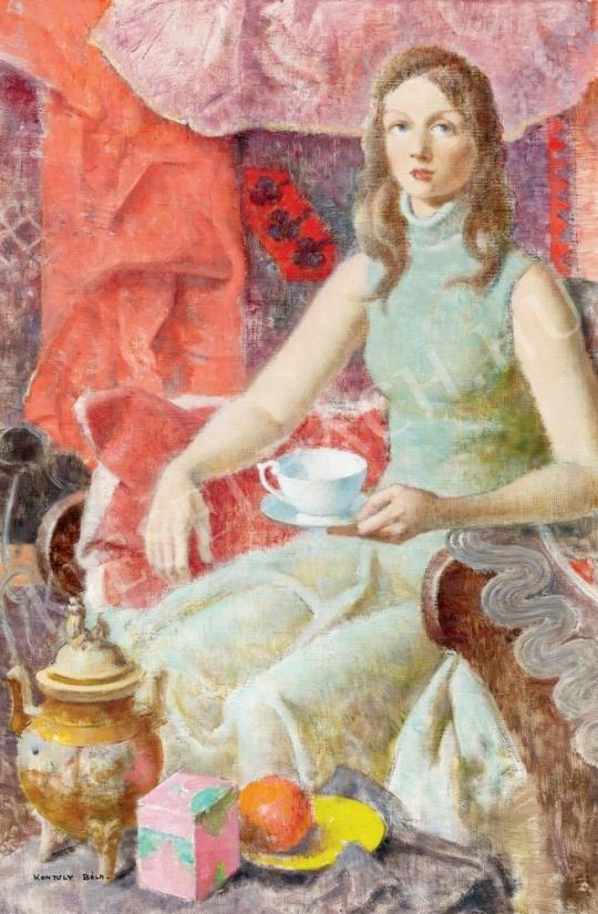  Kontuly, Béla - Young girl (A cup of tea) painting