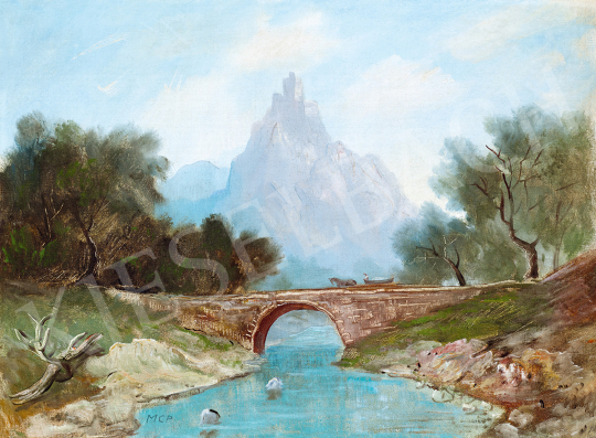  Molnár C., Pál - Romantic Landscape with a Stone Bridge | Winter Auction auction / 21 Lot