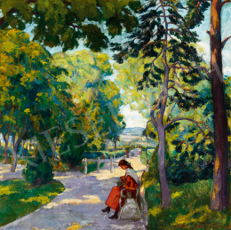 Kádár, Géza - Afternoon Lights in Nagybánya park (1917)