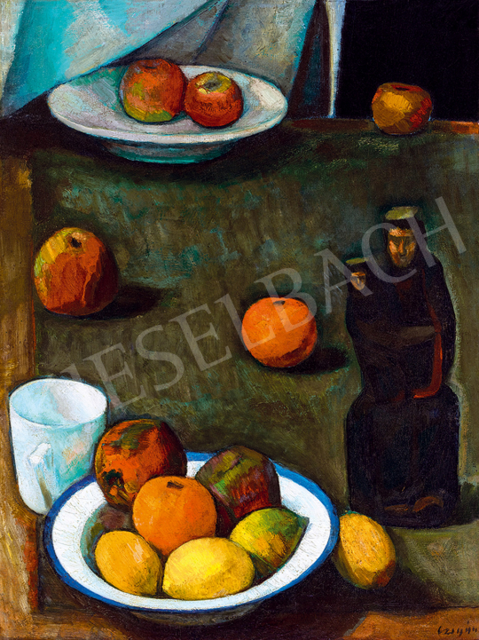  Czigány Dezső - Csendélet gyümölcsökkel és szoborral | 48. téli aukció aukció / 68 tétel