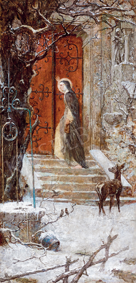 Karl Karger - Monastery Yard in the Winter with a Deer | Winter Auction auction / 152 Lot