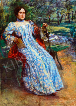  Kernstok, Károly - Woman in Blue Dress in the Park 