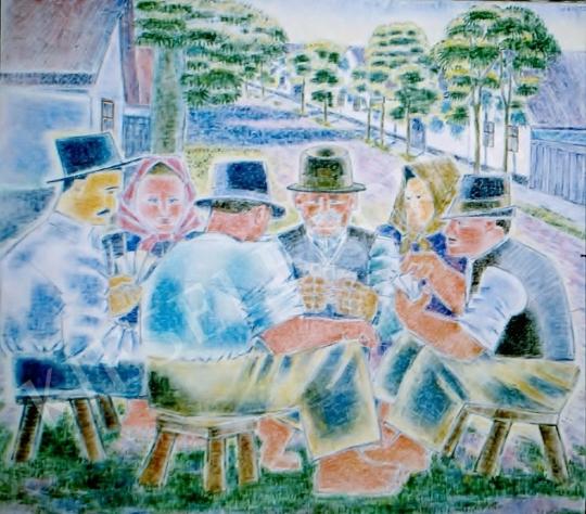 Járitz, Józsa - Peasants playing cards painting