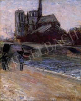 Burghardt, Rezső - View from the bank of the Seine with the Notre Dame in the background 