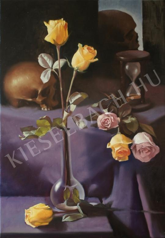 Cserna Tamás - Csendélet vanitas szimbólumokkal festménye