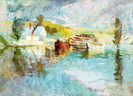  Szőnyi, István - Lights on the Danube (Landscape with Water Mill) 