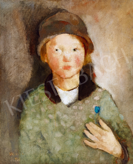 Vadász, Endre - Girl with Blue Flower 