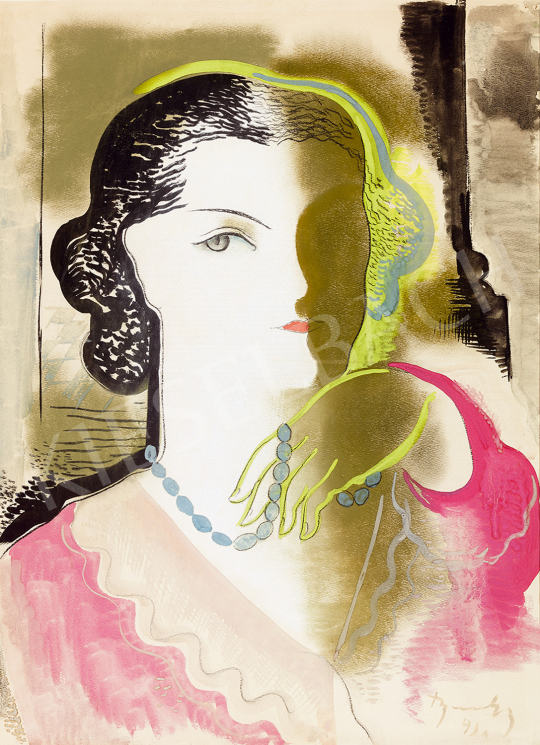  Bene, Géza - Art Deco Woman with Pearl Necklace | The 49th auction of the Kieselbach Gallery. auction / 112 Lot