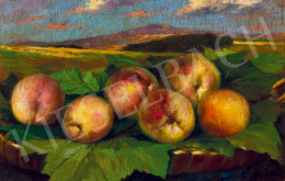 Pállya, Celesztin - Fruit-Bowl with Peaches with Landscape in the Background 