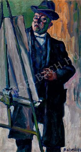  Scheiber, Hugó - Self-Portrait in Front of Easel (c. 1921)