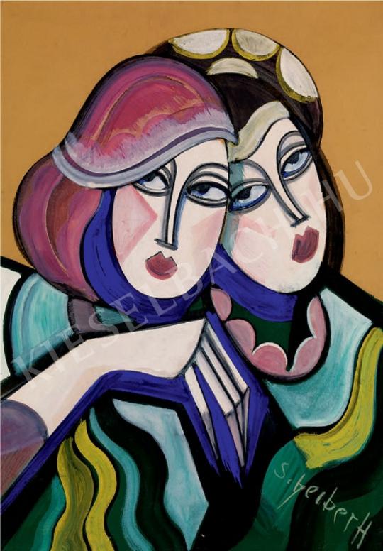  Scheiber Hugó - Két kalapos nő festménye