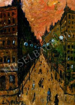  Scheiber, Hugó - Urban Street Under Red Sky (c. 1922)