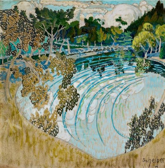  Scheiber, Hugó - Lake with Trees painting