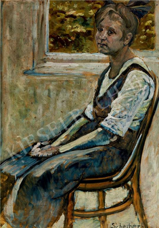  Scheiber, Hugó - Girl sitting on a Thonet Chair painting