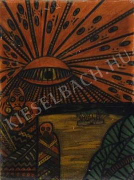 Mokry-Mészáros Dezső - Sugárzó nap-szem egy idegen bolygón (Serie IV Mysterium) festménye
