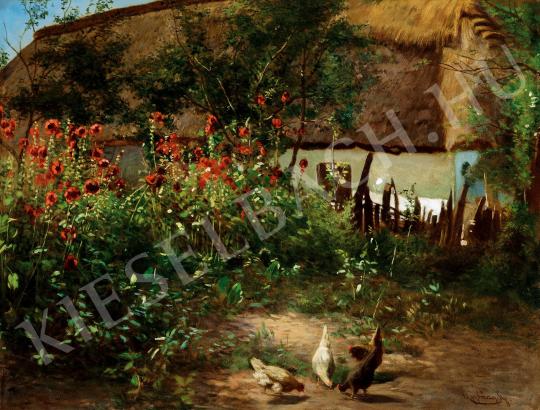  Aggházy Gyula - Virágos udvar festménye