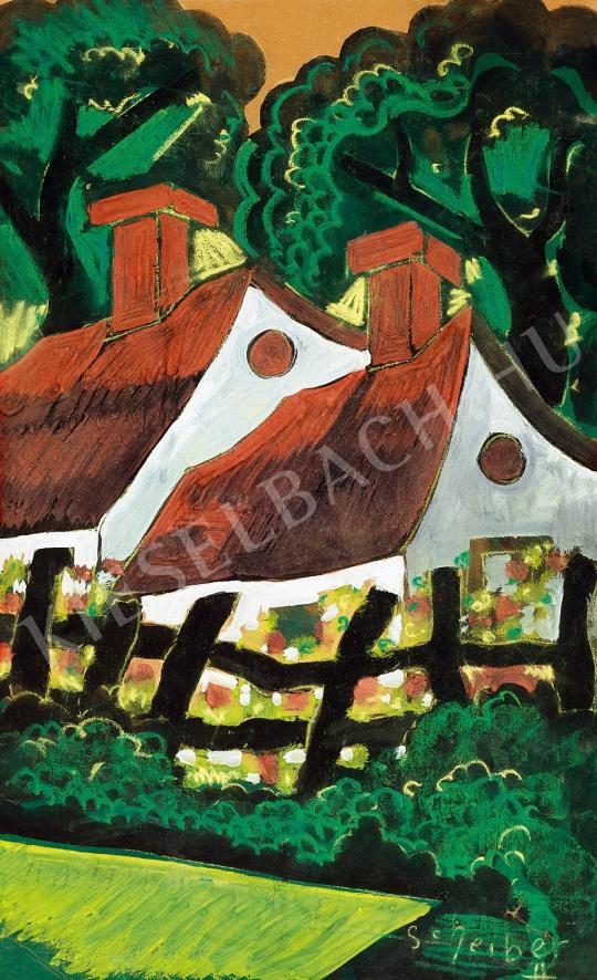  Scheiber Hugó - Ház az erdő szélén festménye