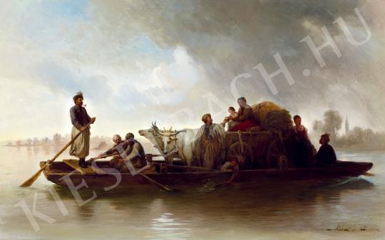 Molnár József - Átkelés a Tiszán festménye