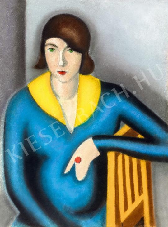  Duray Tibor - Piros gyűrűs nő festménye