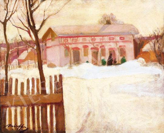  Márffy, Ödön - Winter landscape with fence painting