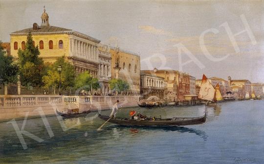 Signed E. Benvenuti, about 1900 - Gondola with passengers, with red ubrellas | 8th Auction auction / 284 Lot