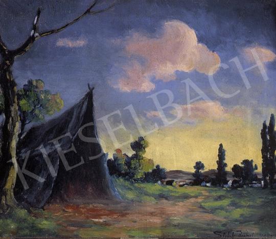 Sztelek, Norbert - Evening landscape with a tent | 8th Auction auction / 290 Lot