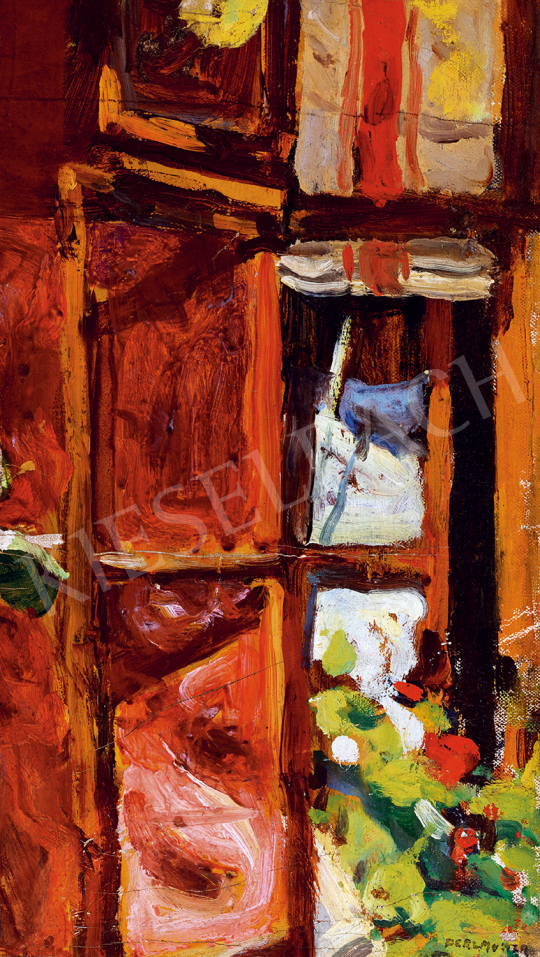  Perlmutter Izsák - Napfényes nyitott ablak muskátlikkal | 50. őszi aukció aukció / 12 tétel
