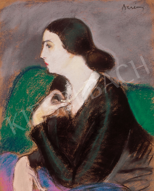 Berény, Róbert - Lady in green armchair with necklace | The 50th auction of the Kieselbach Gallery. auction / 45 Lot