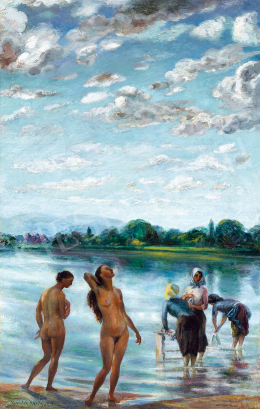  Kernstok, Károly - Bathers on the riverside. Idyll by the Danube (Lights above the Danube) 