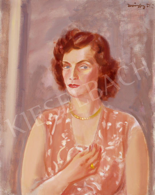  Márffy Ödön - Vörös hajú nő arany nyaklánccal | 50. őszi aukció aukció / 143 tétel