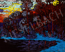  Jaszusch, Antal (Jasszus Antal) - Lights at dusk above the woods 