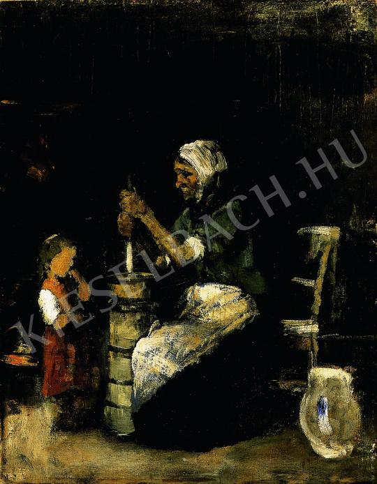  Munkácsy, Mihály - Churning woman painting