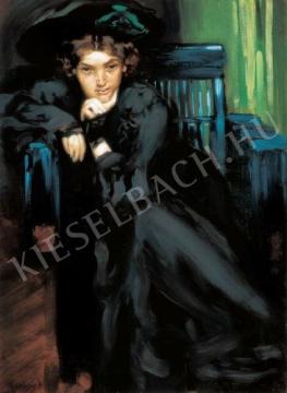 Vaszary, János - Girl in black painting