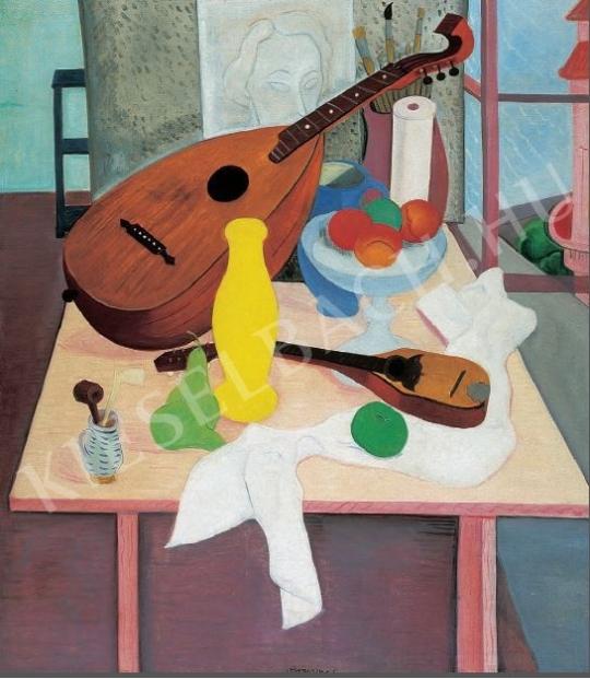  Vörös, Géza - Still-Life with mandolin painting