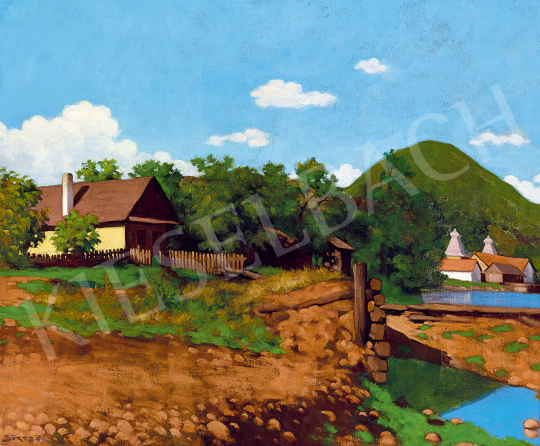  Börtsök, Samu - Landscape in Nagybánya (in the Background the Mountain Kereszt) | 51st Winter Sale auction / 61 Lot