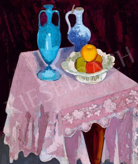  Fenyő György - Csendélet gyümölcsökkel és kék vázával | 51. téli aukció aukció / 108 tétel