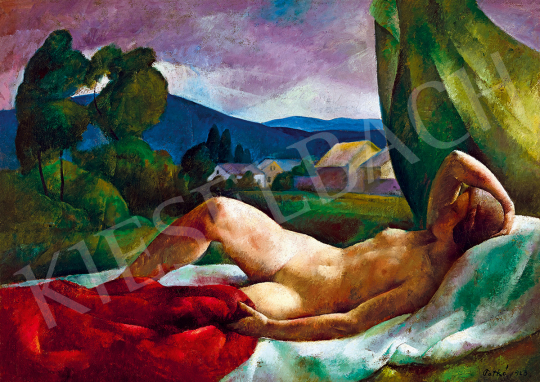  Patkó, Károly - Female Nude Lying in Nagybánya Landscape | 51st Winter Sale auction / 116 Lot