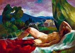  Patkó, Károly - Female Nude Lying in Nagybánya Landscape 