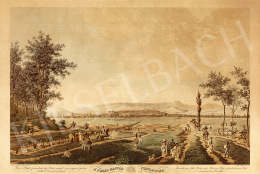 Hofbauer János - Pest-Buda látképe 1827-ből a Rákosmezei kísérleti vasúttal 