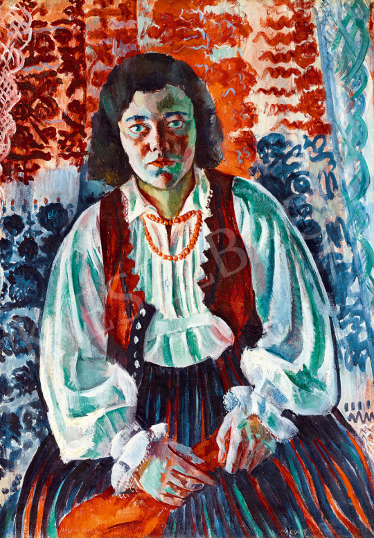  Mágori Varga Béla - A vörös kendő (Színes textilek) | 51. téli aukció aukció / 155 tétel