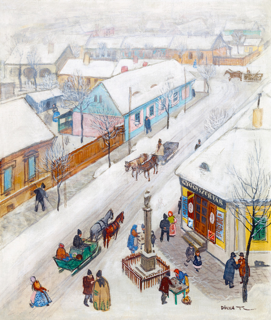  Pólya, Tibor - Winter Street with Horse Carriages | 51st Winter Sale auction / 160 Lot