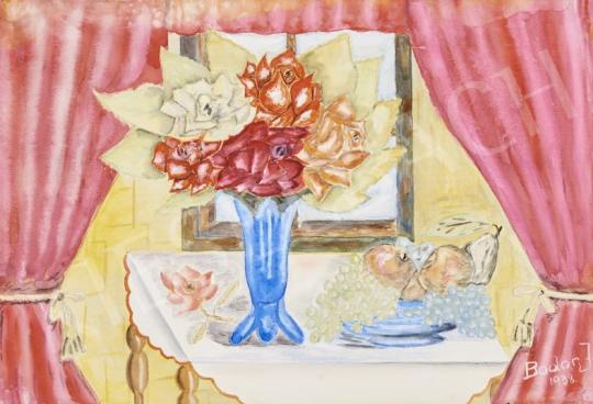 For sale Unknown painter - Still Life with a Rose Curtain 's painting